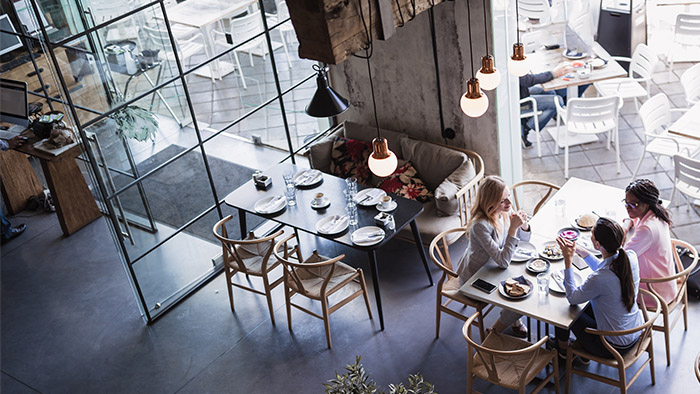 Sparse diners in a restaurant