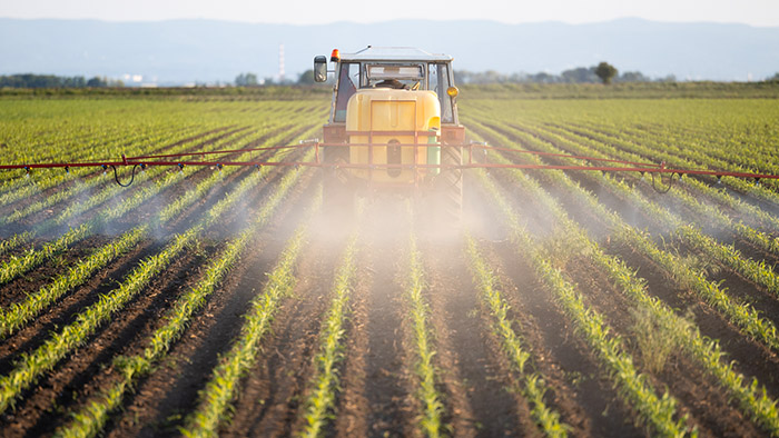Sprayer in a field